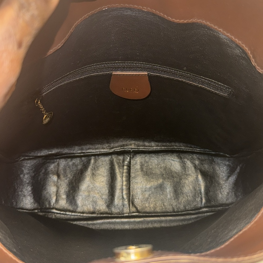 GUCCI Medium Diana Bamboo Handle Chocolate Enamel Leather Women Shoulder Bag GUC - Picture 11 of 15